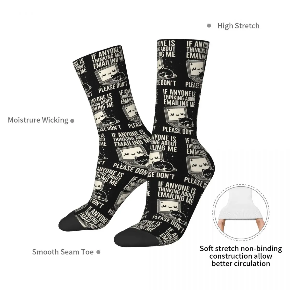 If Anyone Is Thinking About Emailing Me, Please Don't Socks Harajuku Stockings All Season Long Socks for Unisex Christmas Gifts