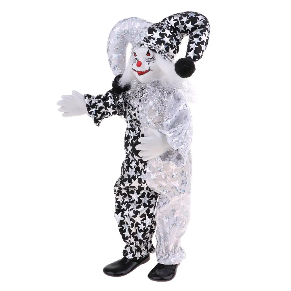 Porcelain Dolls Collectible Clown Tabletop Decor Halloween Ornament for Kids Room Display Gift