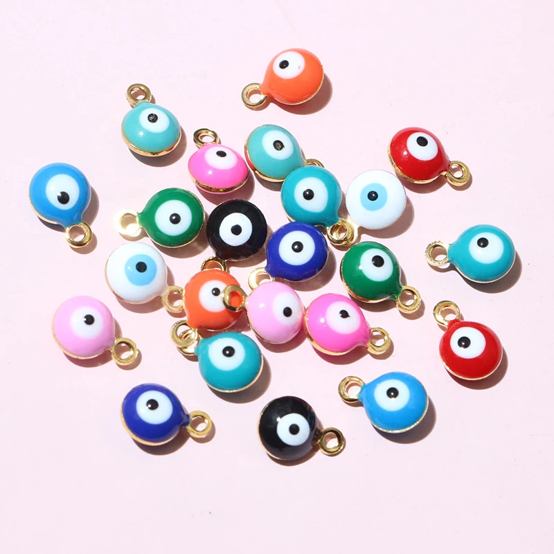 20pcs 8.5x6mm Enamel Evil Eyes Ball Charms Pendant Small DIY Jewelry Making Accessories Findings for Necklace Bracelet Earrings