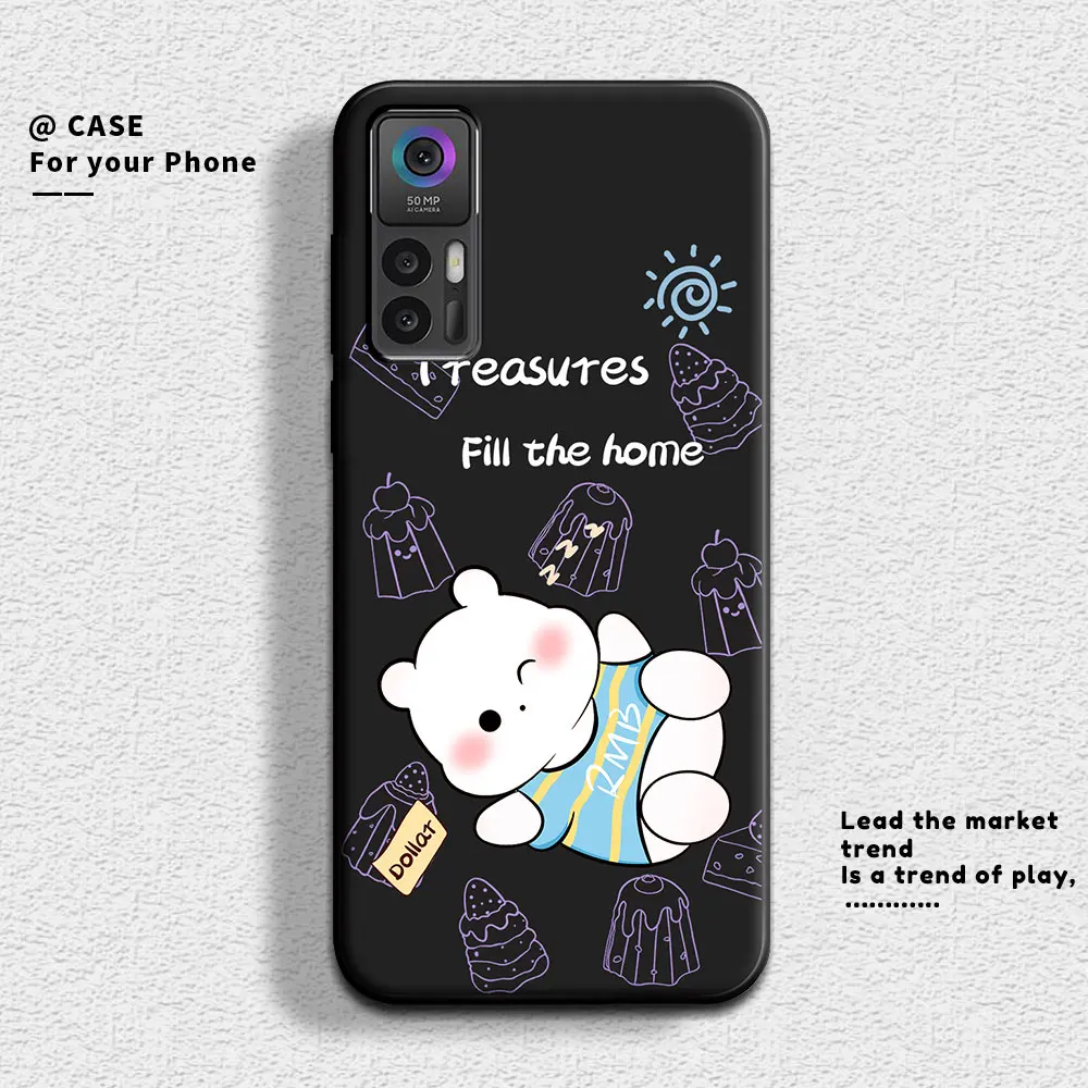 For TCL 30 SE 30E 30 5G Case Cute Panda Flower Soft Silicone Couple Phone Case For TCL 30 Plus Protect Shockproof Cartoon Cover