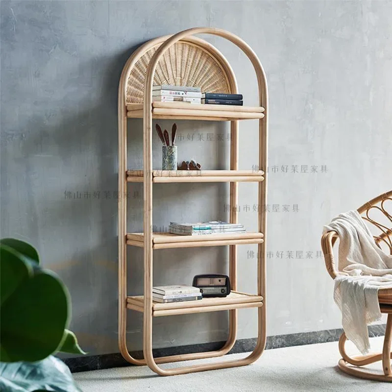 

ins handmade bookshelf shelf floor-to-wall bookcase modern simple display cabinet rack rack rattan
