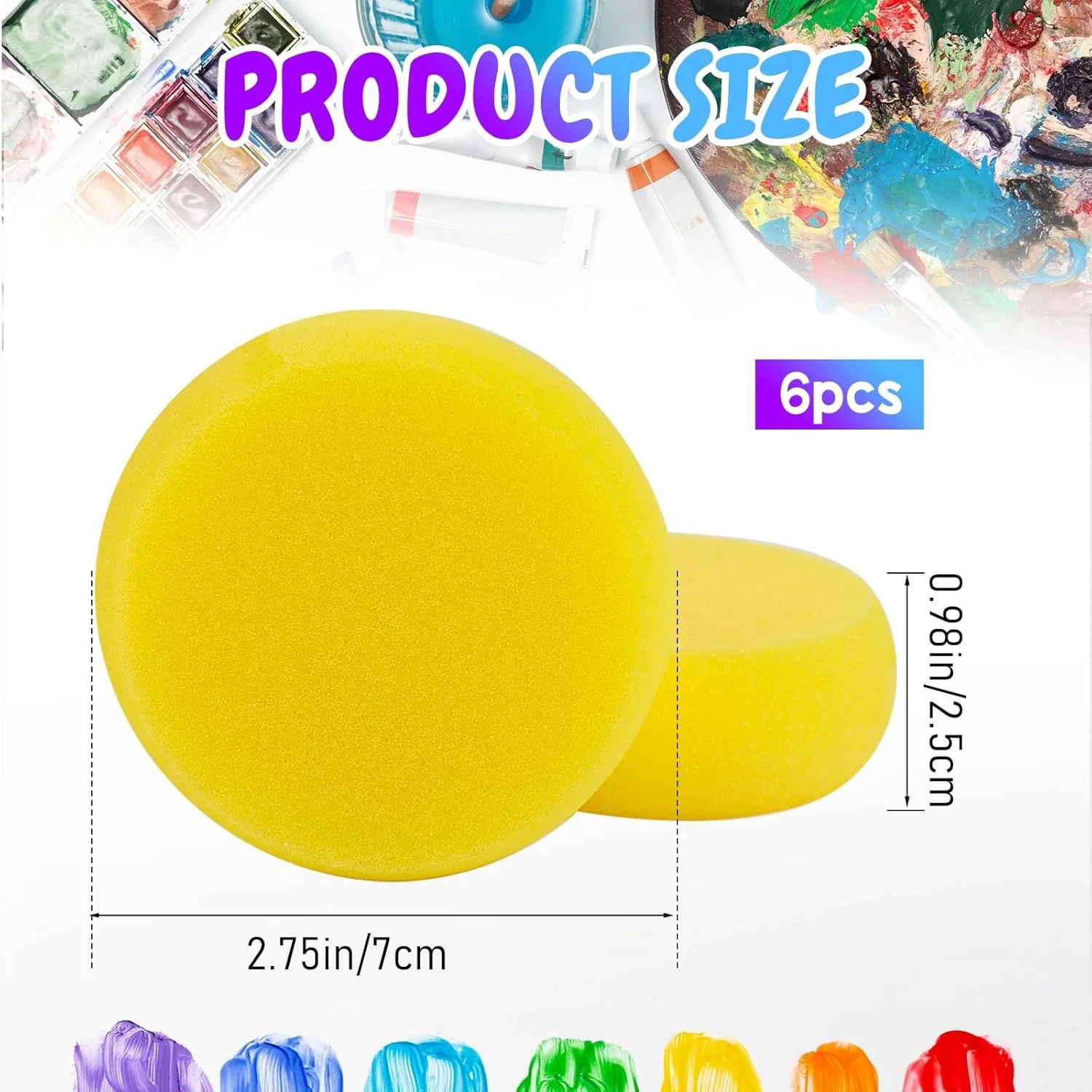 Pottery Sponges Round Painting Sponges, Synthetic Artist Yellow Craft Sponges for Face, Painting, Ceramics, Watercolors Home Use