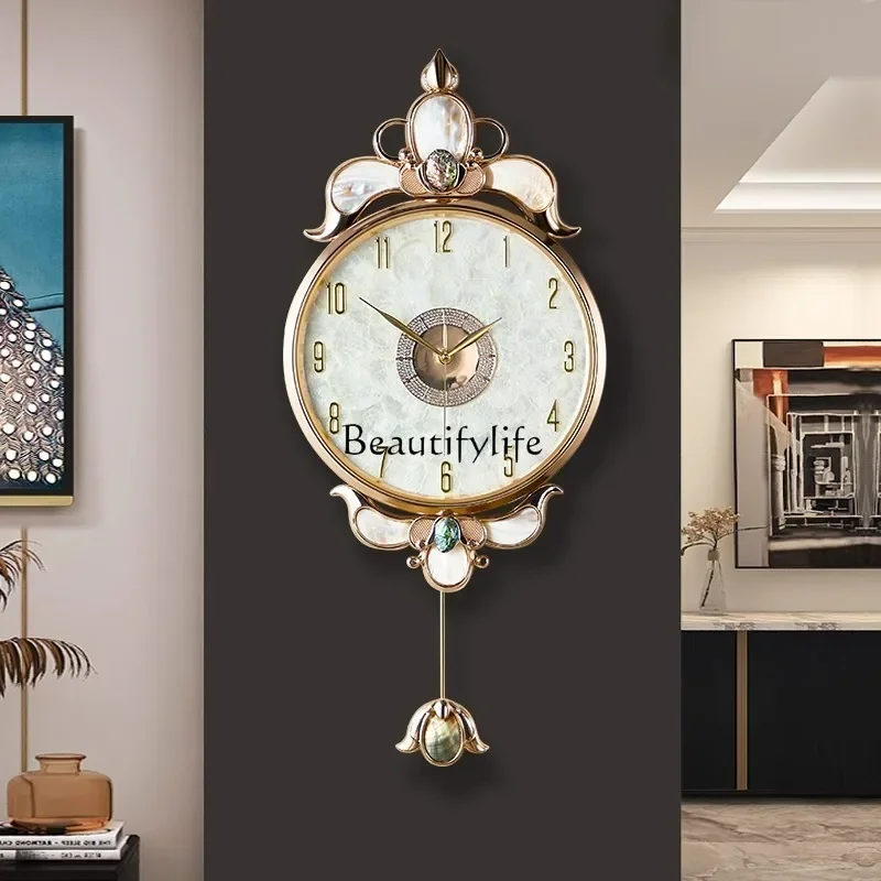 

GShell clock European wall clock Living room household wall clock Light luxury high sense creative wall hanging