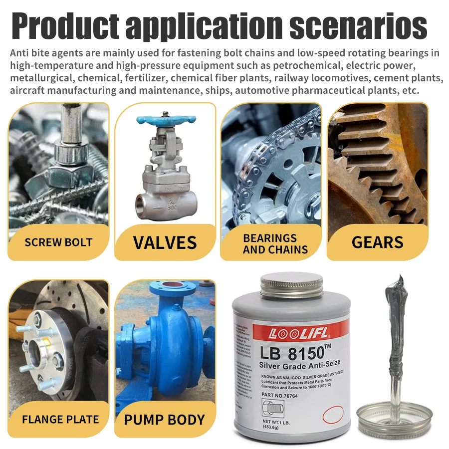 Silver-based grease thread anti-seize agent, portable copper-based lubricant, high temperature resistance, reduce wear.