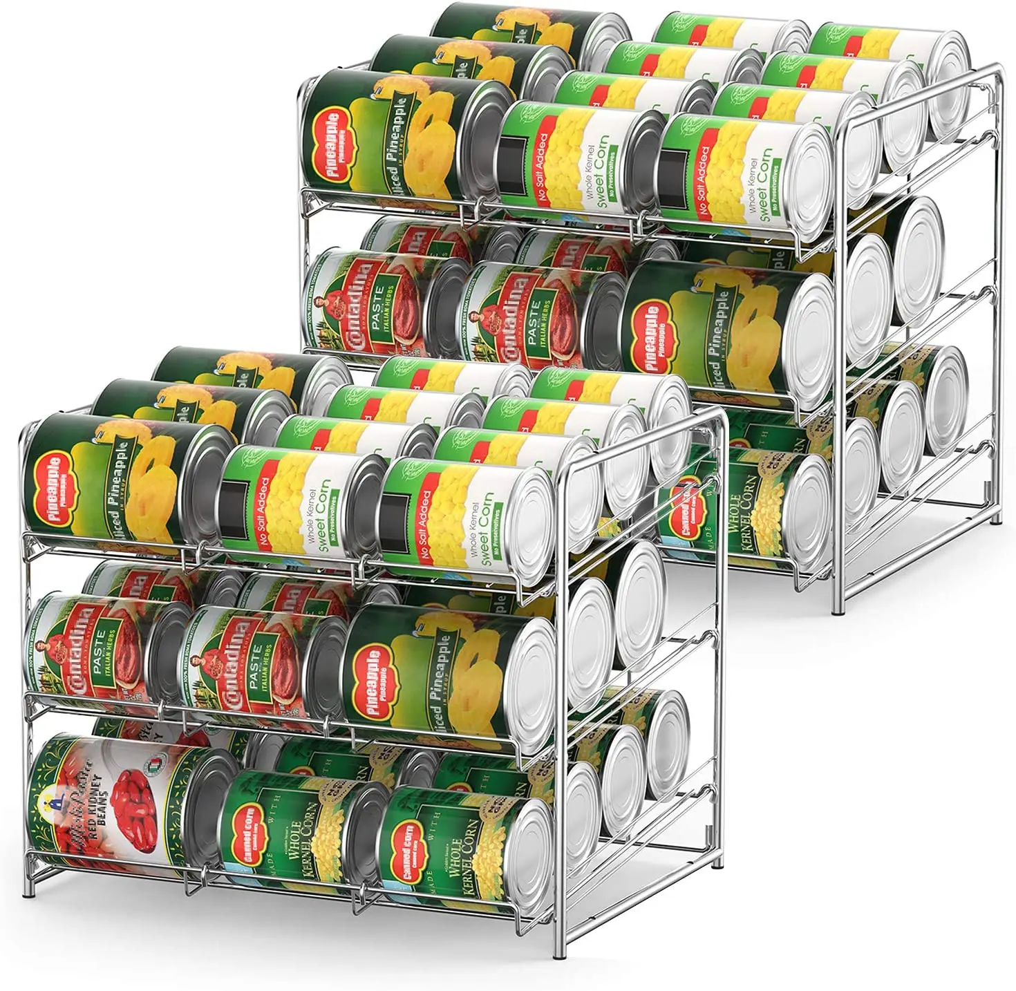 

Can storage rack with 2 stackable expandable design and safety fence