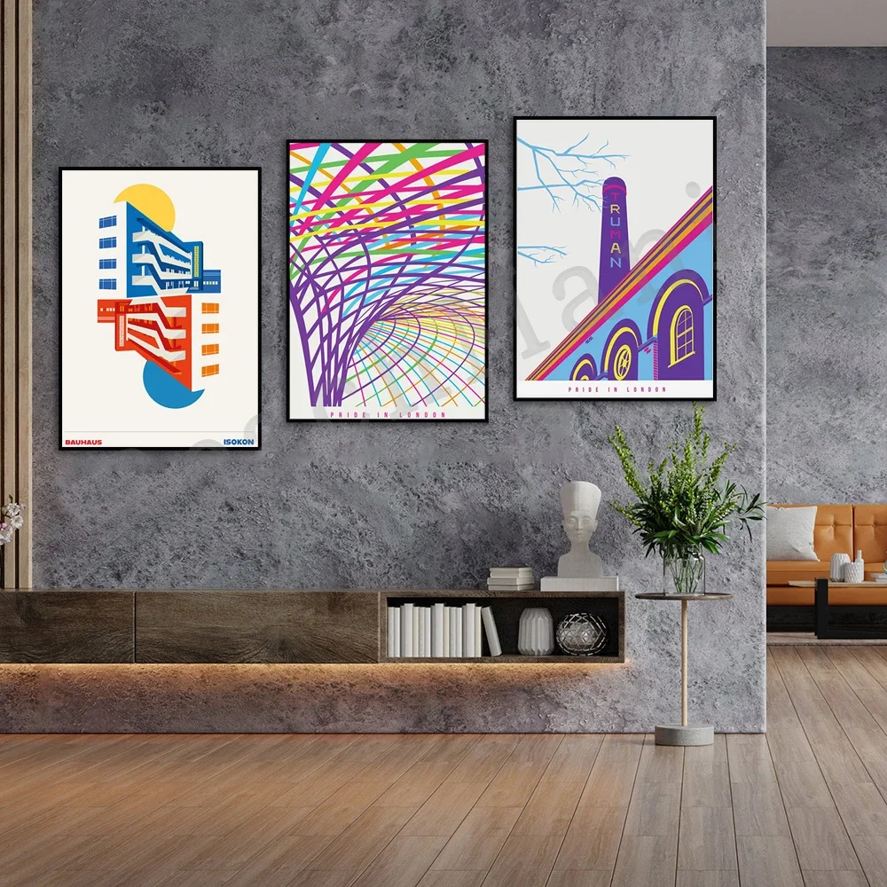 Pride of London, King's Cross, Old Truman Brewery, Isokon Building, Bauhaus Poster, Modernist Architecture, Gifts for Londoners