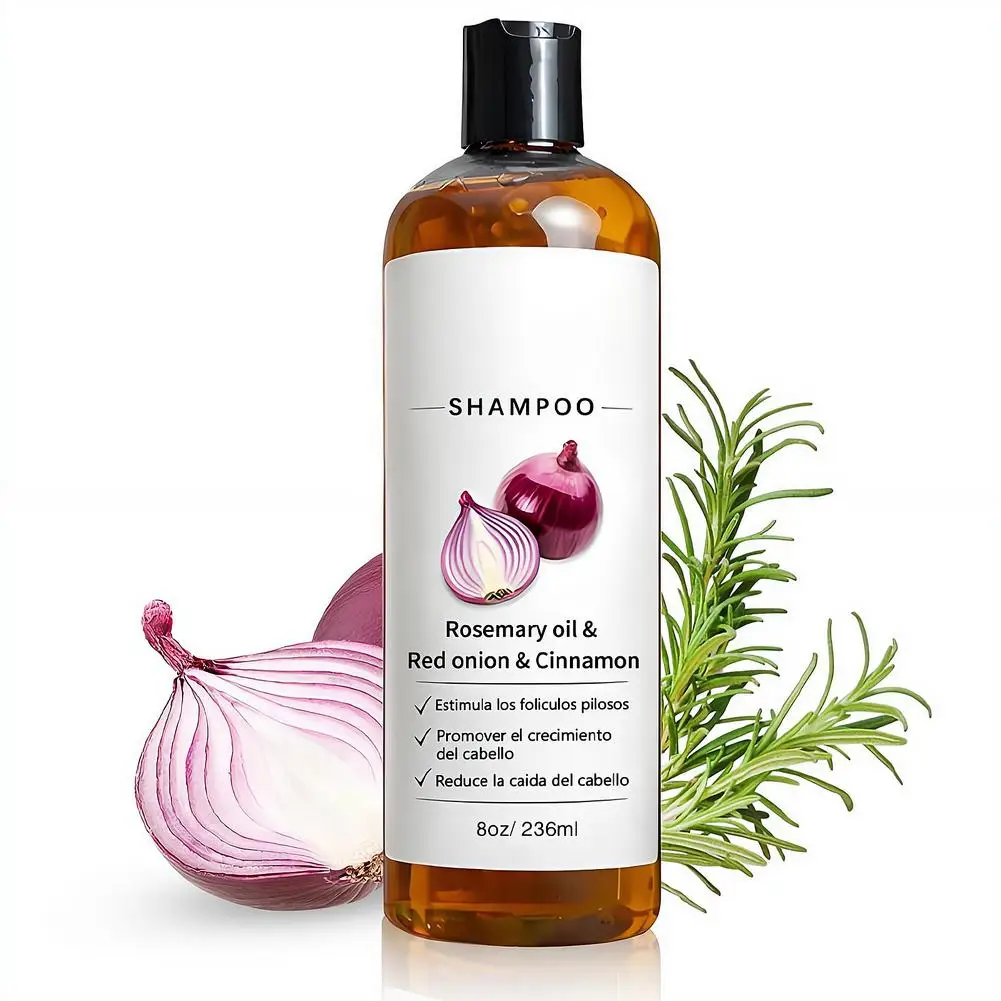 

Шампунь для роста волос с красным луком, 236 мл, против выпадения волос, укрепляющий волосяные фолликулы, легкий, с маслом корицы и розмарина
