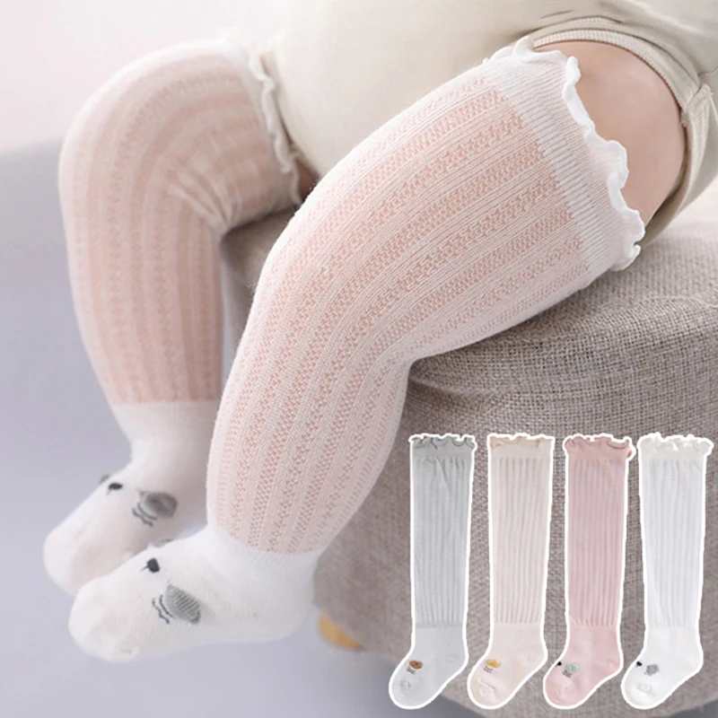 

3Pairs Summer Baby Mesh Stockings Thin Breathable Kids Knee High Socks Mosquito Proof Children Net Long Socks Cartoon Footwear
