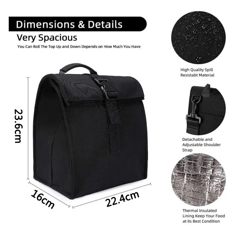Oxford Insulated Bag, Portable Crossbody Aluminum Foil Ice Bag, Adult Lunch Pack