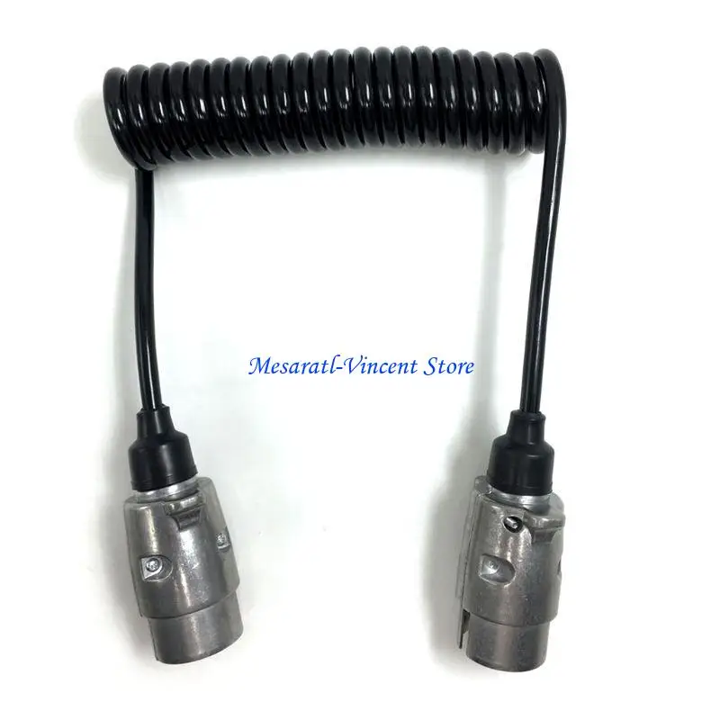 A70F Universal 12V 7 Pin Trailer Plug with 1.5M Spring Cable 7 Pin Power Plug Adapter