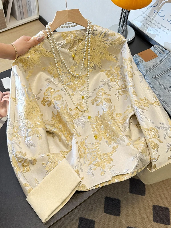 

New Chinese Sle Heavy Embroidery ort Jaet Women's Autumn Luxury Sensation National Sle Button Modified Tang Costume O...