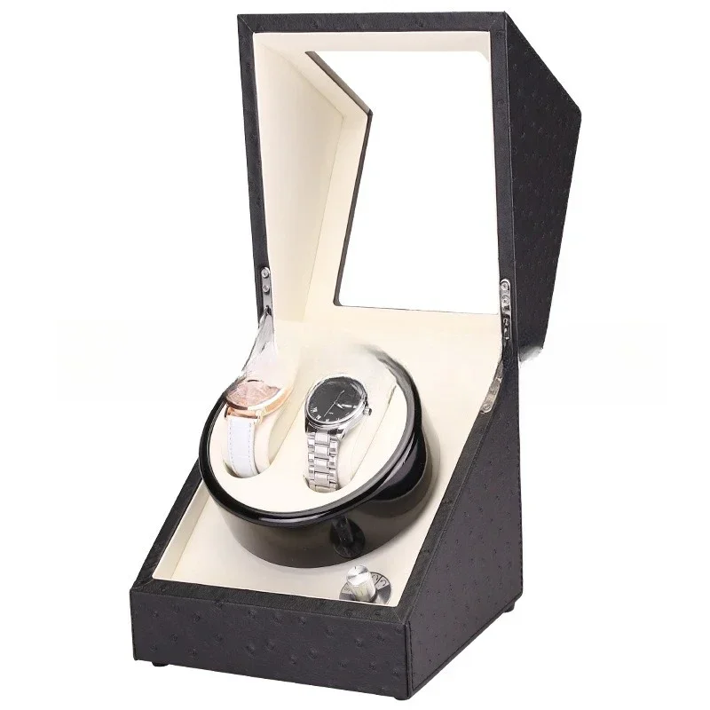 

Leather automatic watch shaker, mechanical watch rotating watch winding device 5 gears adjustable + stop immediately after