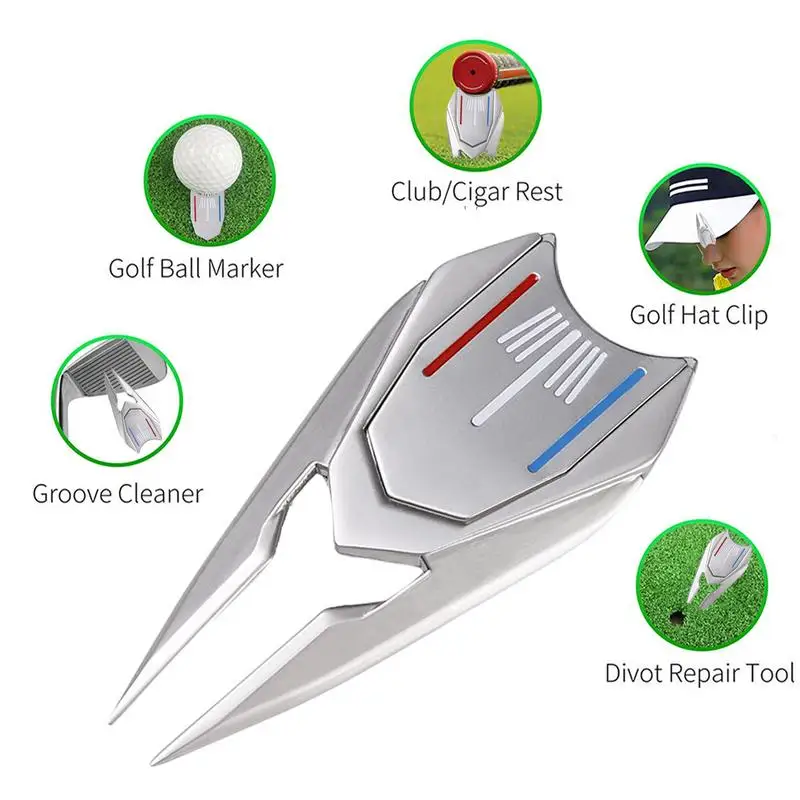 Golf Ball Marker เครื่องมือ Ball Retriever เครื่องมือ Golf Alloy Golf Repair เครื่องมือ Golf Ball Line Marker เครื่องมือ Divot เครื่องมือ Marker ของขวัญสําหรับกอล์ฟ