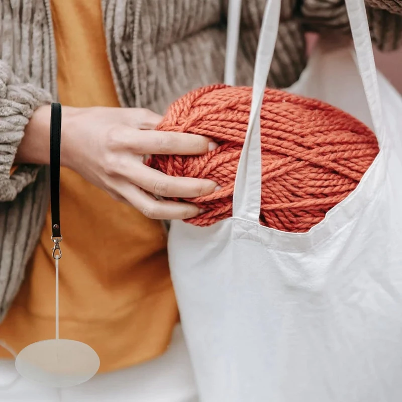 2PCS Acrylic Wrist Yarn Holder With Leather Wrist Strap, Portable Yarn Ball Holder, Organizer For Knitting Supplies