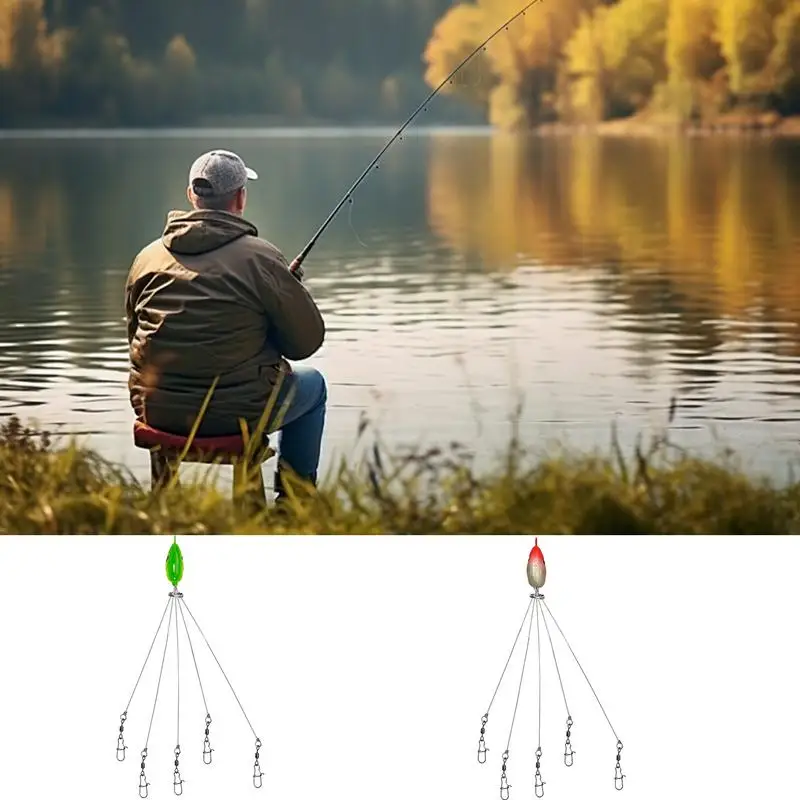 Alabamas Fishing Group Realistic 3D Fish Eye 5 Arms Fishing Rigs Lure Multi-Jointed Swimbaits Fake Lure Umbrella Rig Fishing