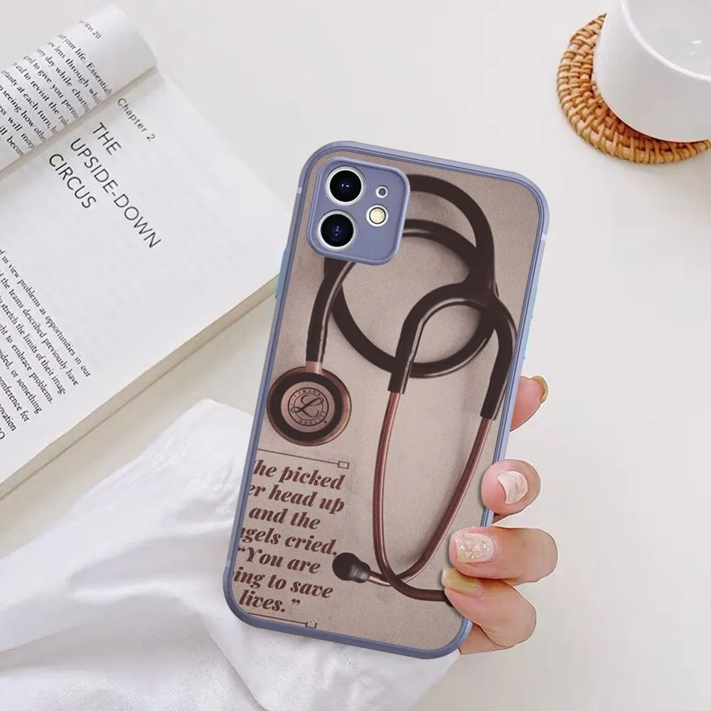 Medical Medicine stethoscope Phone Case For iPhone 14 X XR XS 7 8 Plus 11 12 13 pro MAX 13mini Matte Shockproof Case