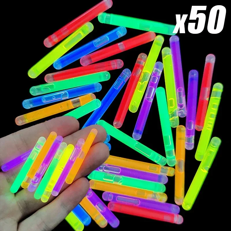 50/10Pcs Multicolor Mini Fluorescence Sticks DIY Making Bracelets Necklace Glowing Sticks Christmas Wedding Party Decoration