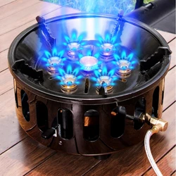 Seven Core Camping Gas Stove Strong Fire Power Tourist Burner Portable Windproof Outdoor Stoves Hiking Supplies Picnic Furnace