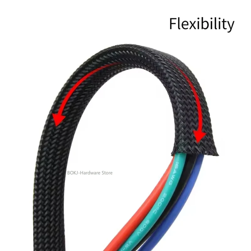 High quality PET Braided Sleeve 3~40mm wear-resistant audio cable wire Expandable sheath