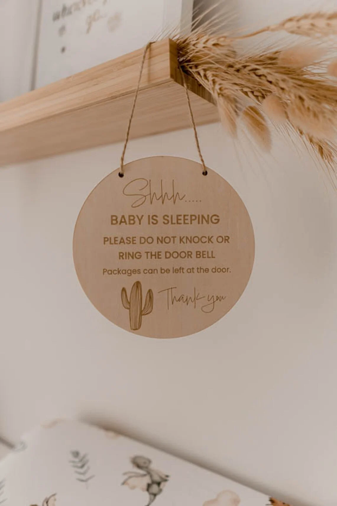 1pcs Baby Sleeping Door Hanging Sign Nursery Door Hanger Do Not Disturb Doorbell Sign