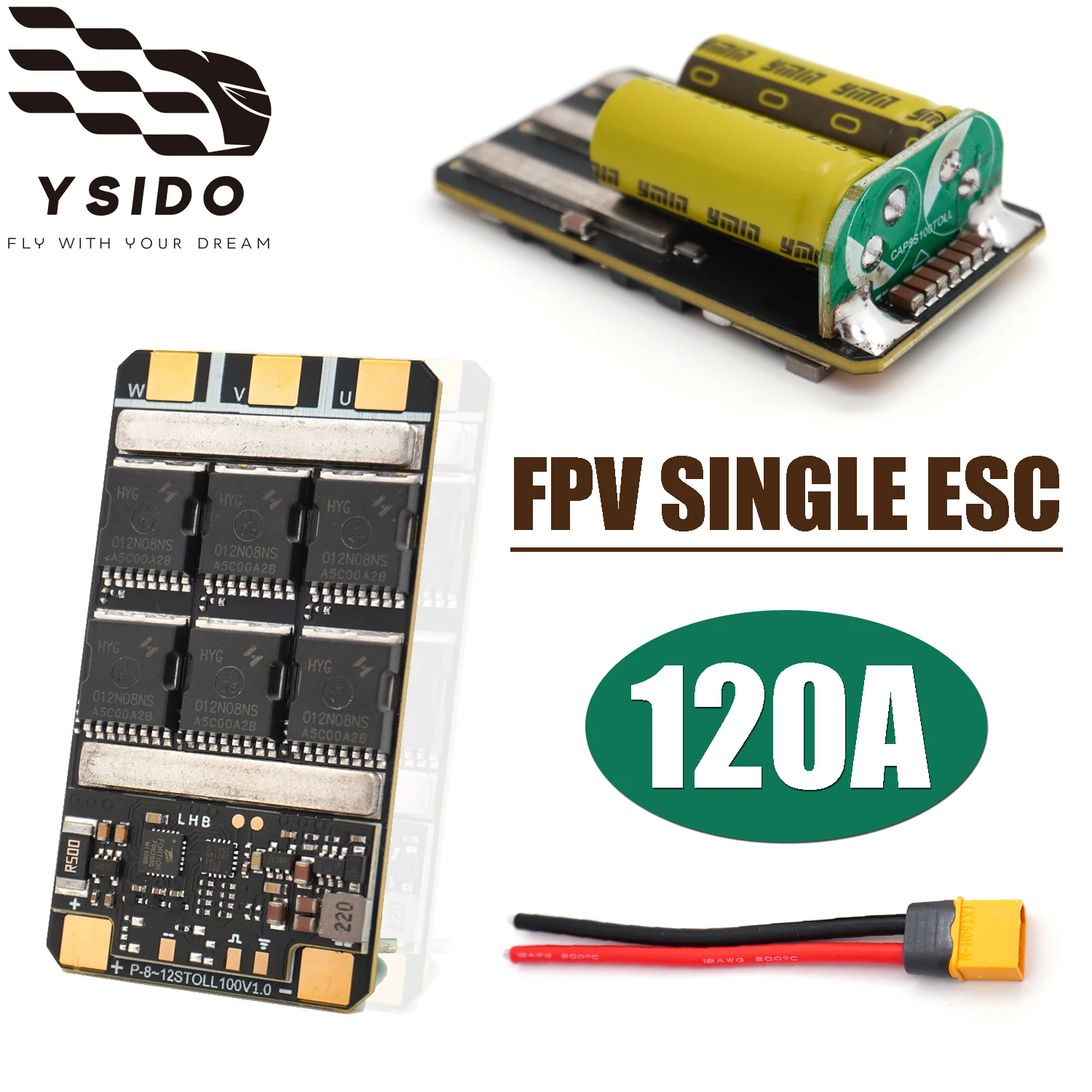 

Бесколлекторный электронный регулятор скорости YSIDO RC FPV Single ESC 120A 6-12S Lipo для моделей RC, FPV дронов и вертолетов с DSHOT150/300/600