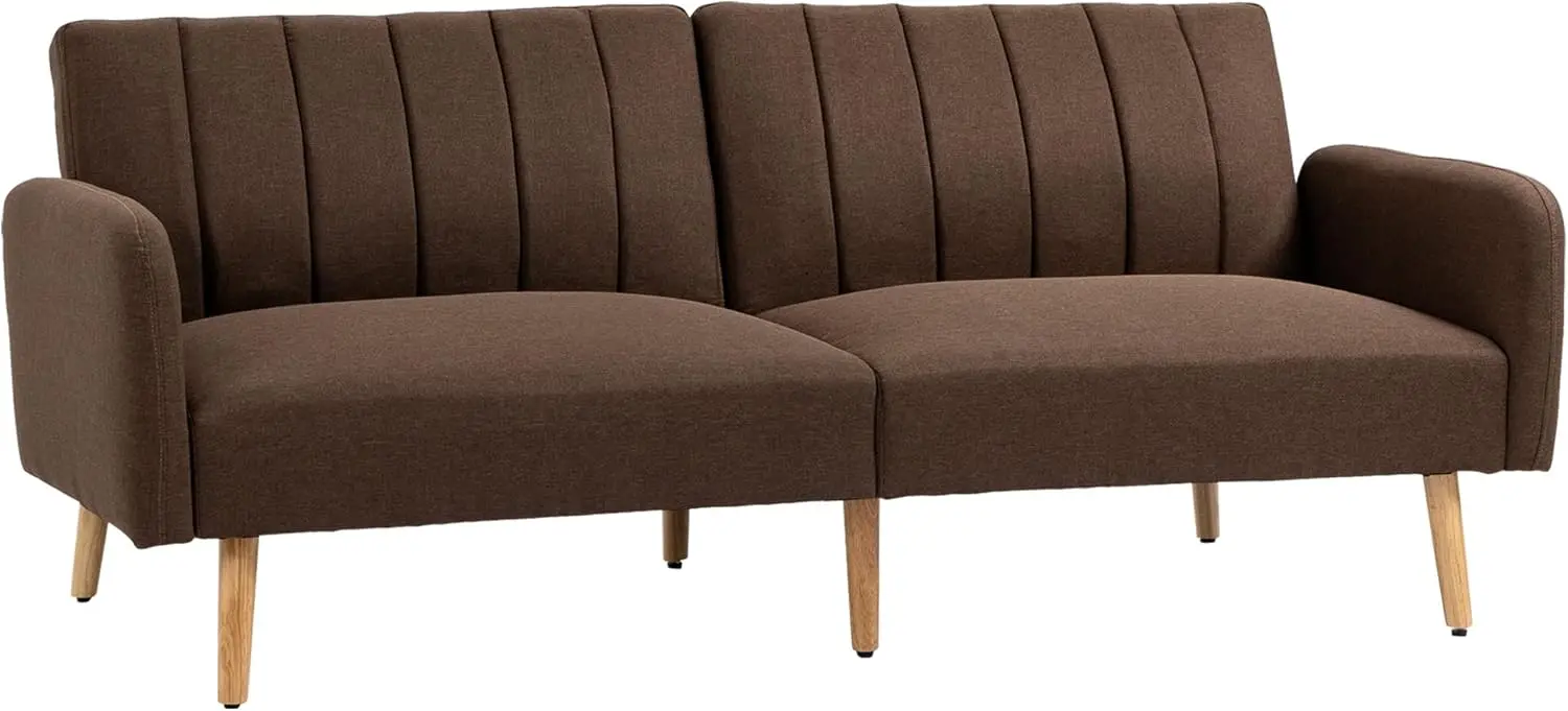 

Two Seater Sofa Bed, Convertible Futon Couch Bed, Linen Upholstered Loveseat With Adjustable Backrest For Small Spaces, Living
