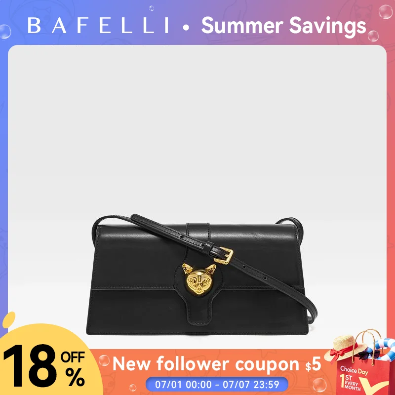 BAFELLI CAT 2026 NEW WOMEN\'S BAG LUXURY BRAND FASHION RETRO STYLE DENIM TRENDING SHOULDER CLUTCH FEMALE LEATHER FLAP PURSE
