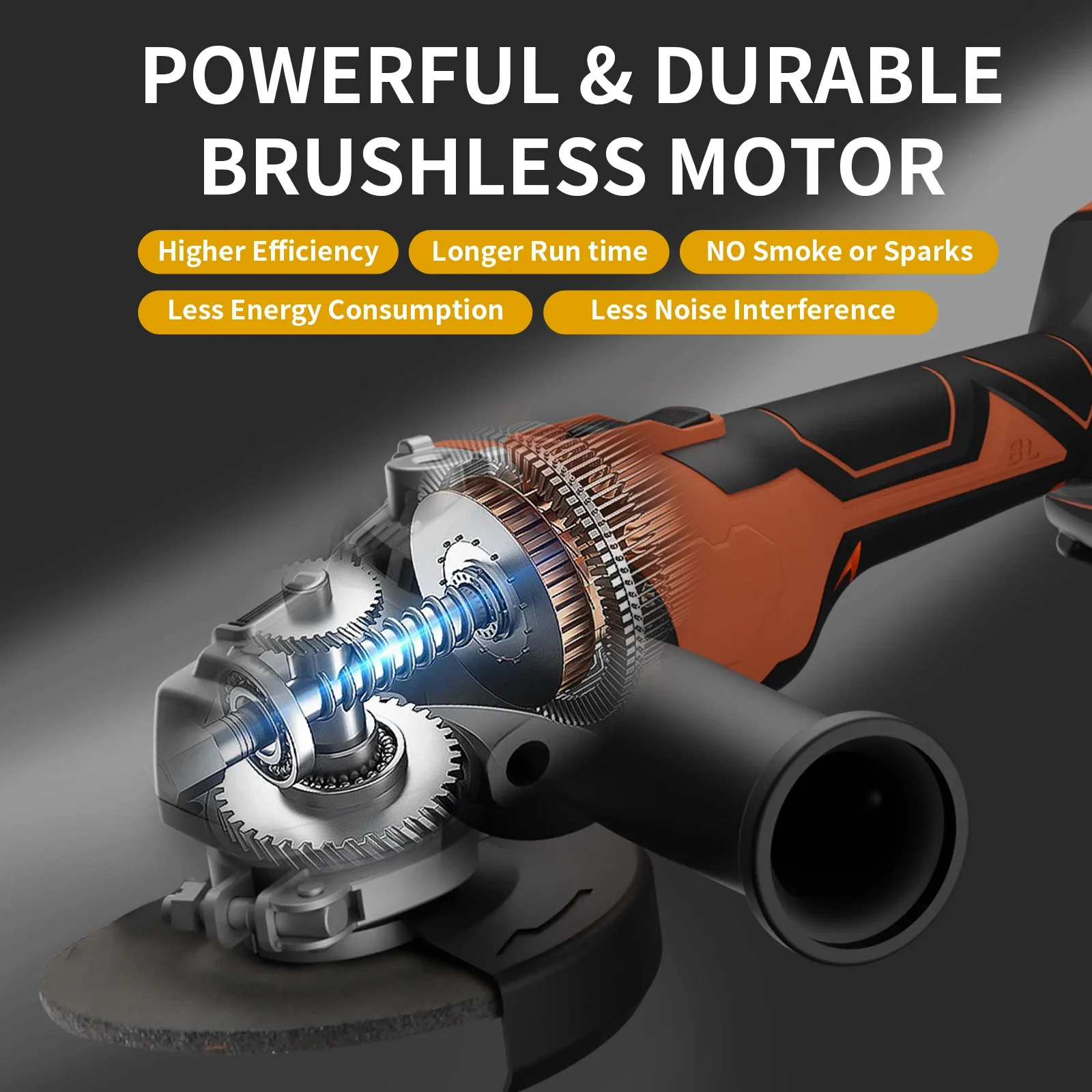 KAFUWELL PA4571HE-W-2 Factory Direct Sale Brushless Lithium Electric Angle Grinder 20v Makitas Style 125mm