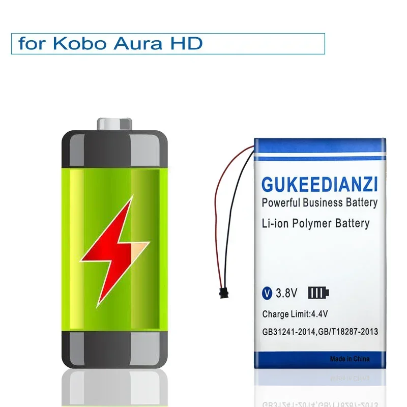 بطارية قارئ الكتب الإلكترونية عالية السعة 2000 مللي أمبير في الساعة من AURA HD لـ Kobo Aura HD N204-KBO-B