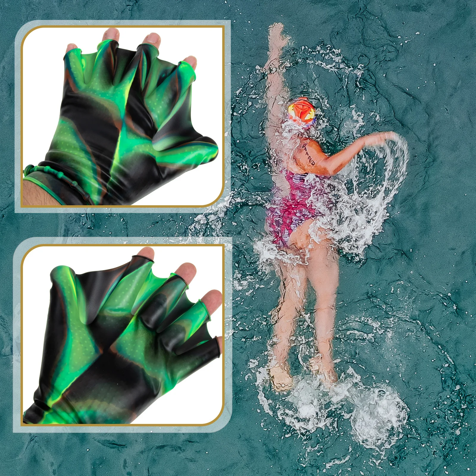 

1 Pair Silicone Swimming Gloves Adjustable For Water Fitness Diving Surfing Swim Paddles Pool Gloves Adults Diving Supplies