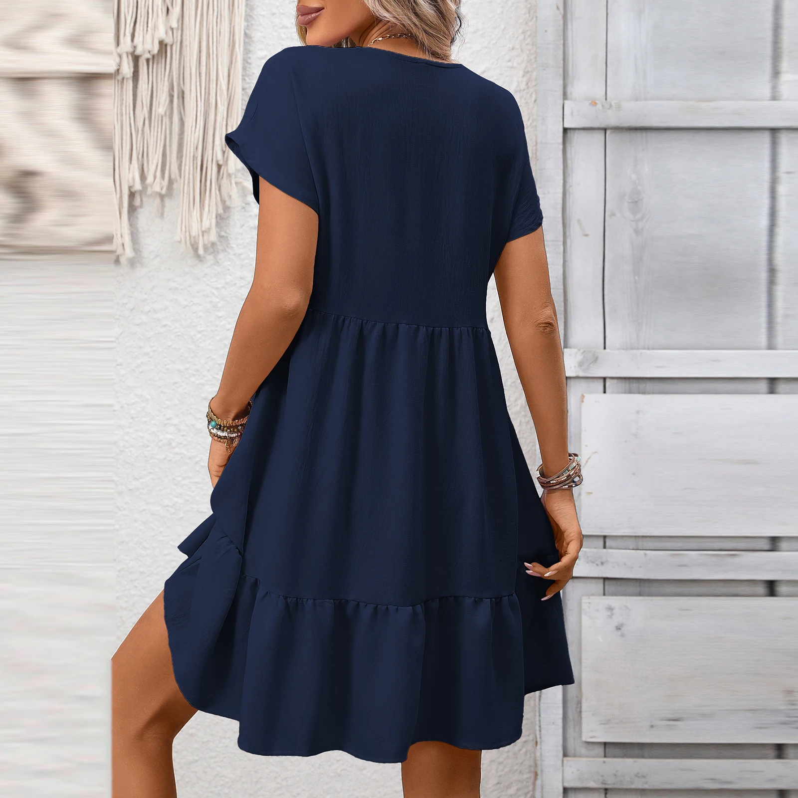 V-Neck Dresses New Fashion Denim Sun Skirt Sundresses For Women Casual Floral Summer Dress Teacher Dresses Vestidos Midi