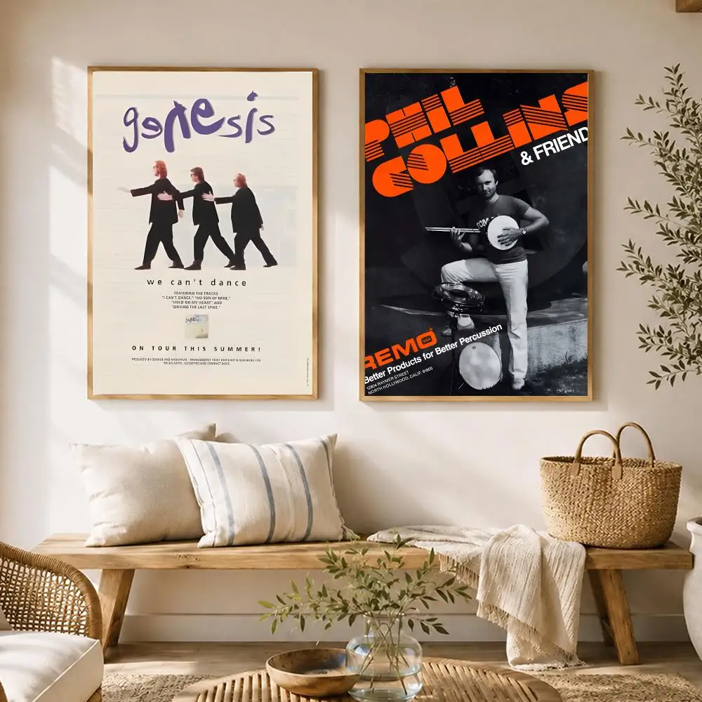 British Singer Phil Collins Poster HD poster wall art self-stick no-residue for home cafe office great gift