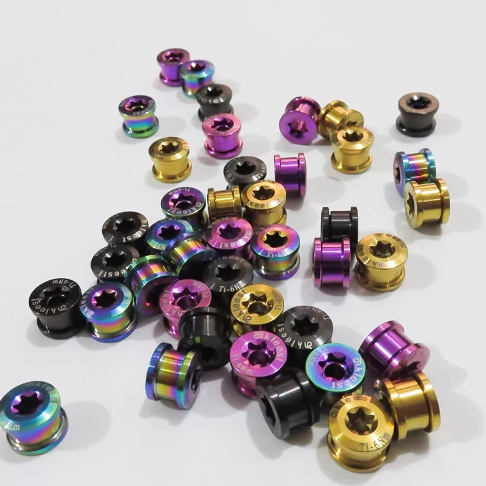 1pcs Titanium Alloy Tooth Disk Screw Bicycle Chainwheel Screws Single Chainring Bolts Dental Plate For Road Bike Crankset Part