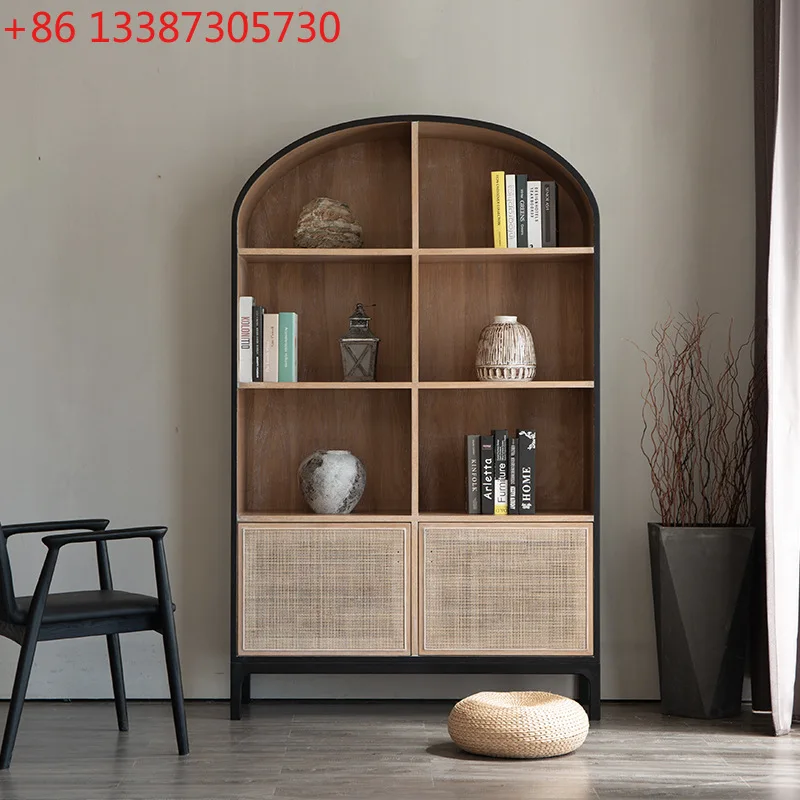 

Тихая книжная полка с ветром для гостиной, книжный шкаф из цельного дерева на стене, полка из белого дуба из ротанга