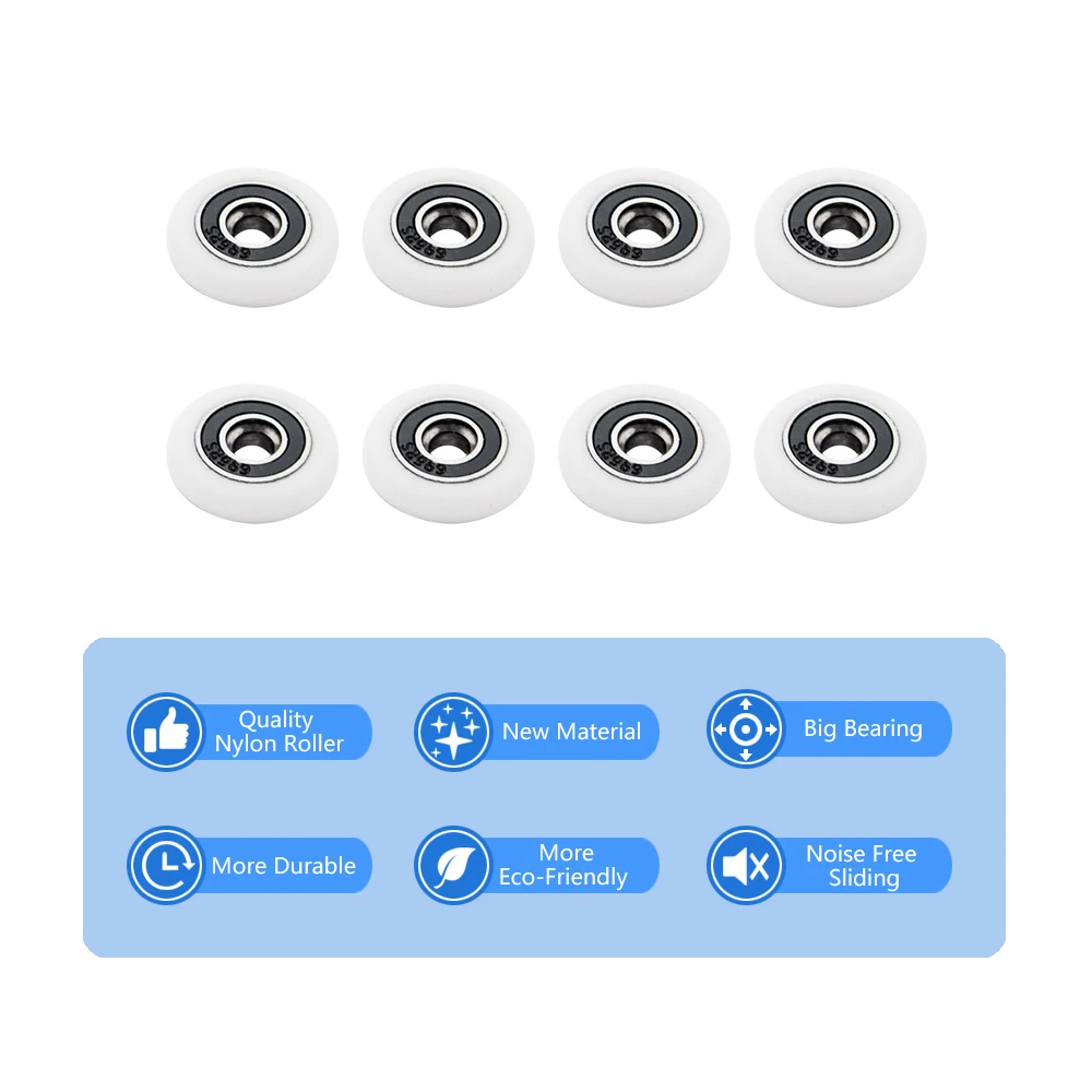 10pcs/lot Diameter 19mm/20mm/22mm/23mm/25mm/27mm Fasteners Bathroom Bearing Door Runner Sliding Shower Door Roller Pulley