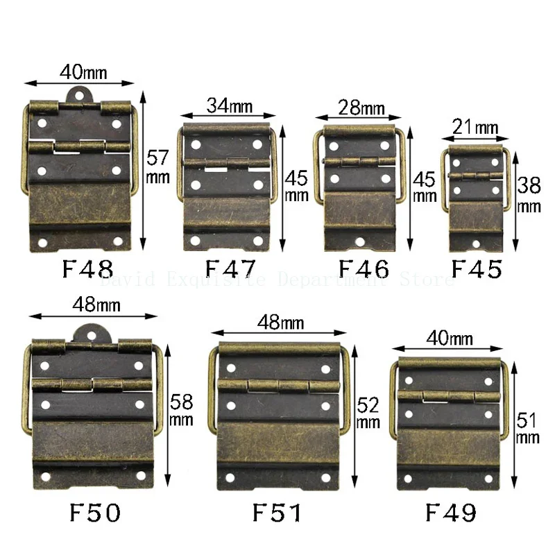 4pcs Green Bronze  European Furniture Retro Jewelry Supporting Iron Hinge Antique Wooden Wine Gift Packing Box