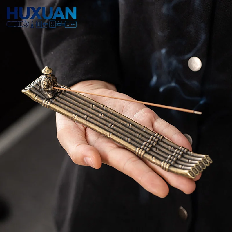 Creative Incense Holder Incense Holder Boat Old Men Fishing Japanese Style Incense Stick Burner Aromatherapy Ornament Home Decor