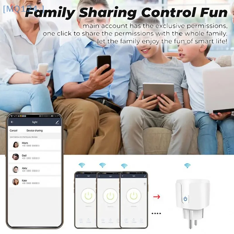 

【MQ124】Розумная розетка Homekit работает с Homekit, голосовым управлением Siri, функцией таймера, ЕС, 20 А