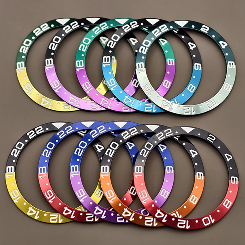 

38mm Curved Aluminum Bezel Insert Ring Fits GMT SUB SKX007 SKX009 SRPD Watch Case NH35 NH36 Movement Men Watch Replace Parts