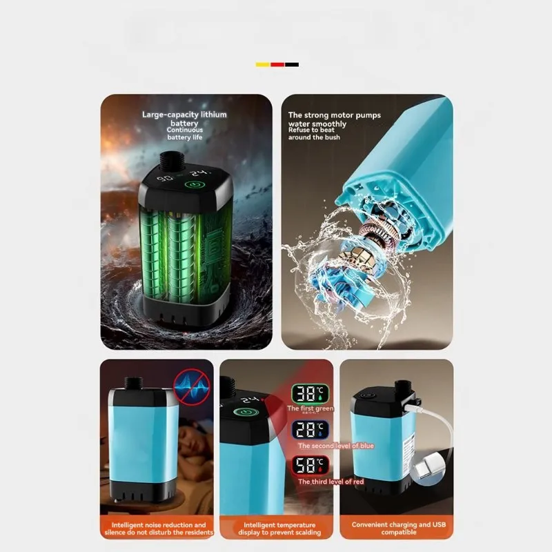 

【BIG SALE】Electric Shower Set For Outdoor, Portable Design-Modern Minimalist Style Ideal For Camping Field Work