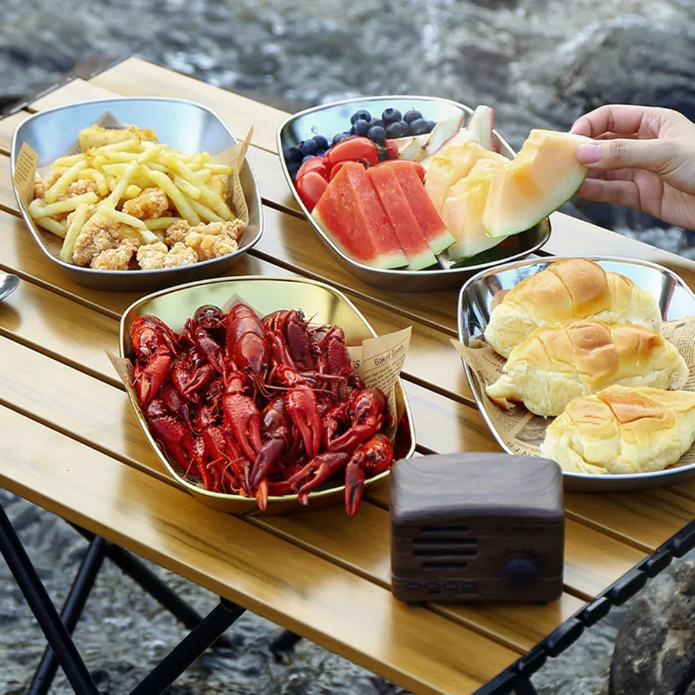 1 قطعة الرجعية مستطيلة أدوات المائدة في الهواء الطلق لوحة الحلوى الإفطار كعكة لوحة الكورية الشواء طبق مسطح القهوة صينية تخييم