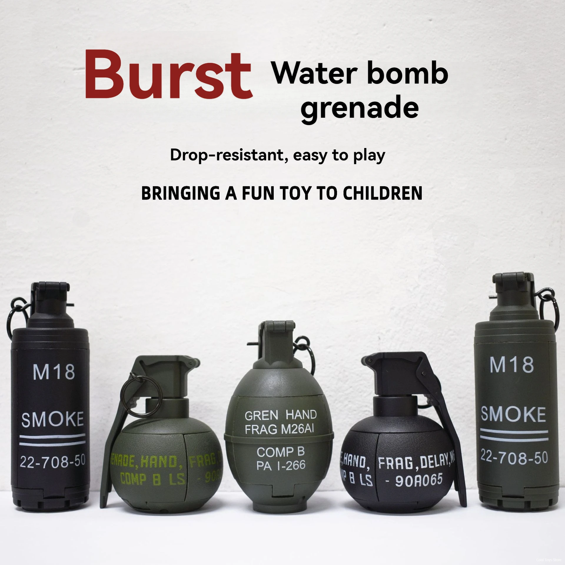 2PCS Nylon Grenade Toy Water Bomb Gel Grenade M26A2 M18 Toy Gun Accessories Military Model Boys Birthday Gifts