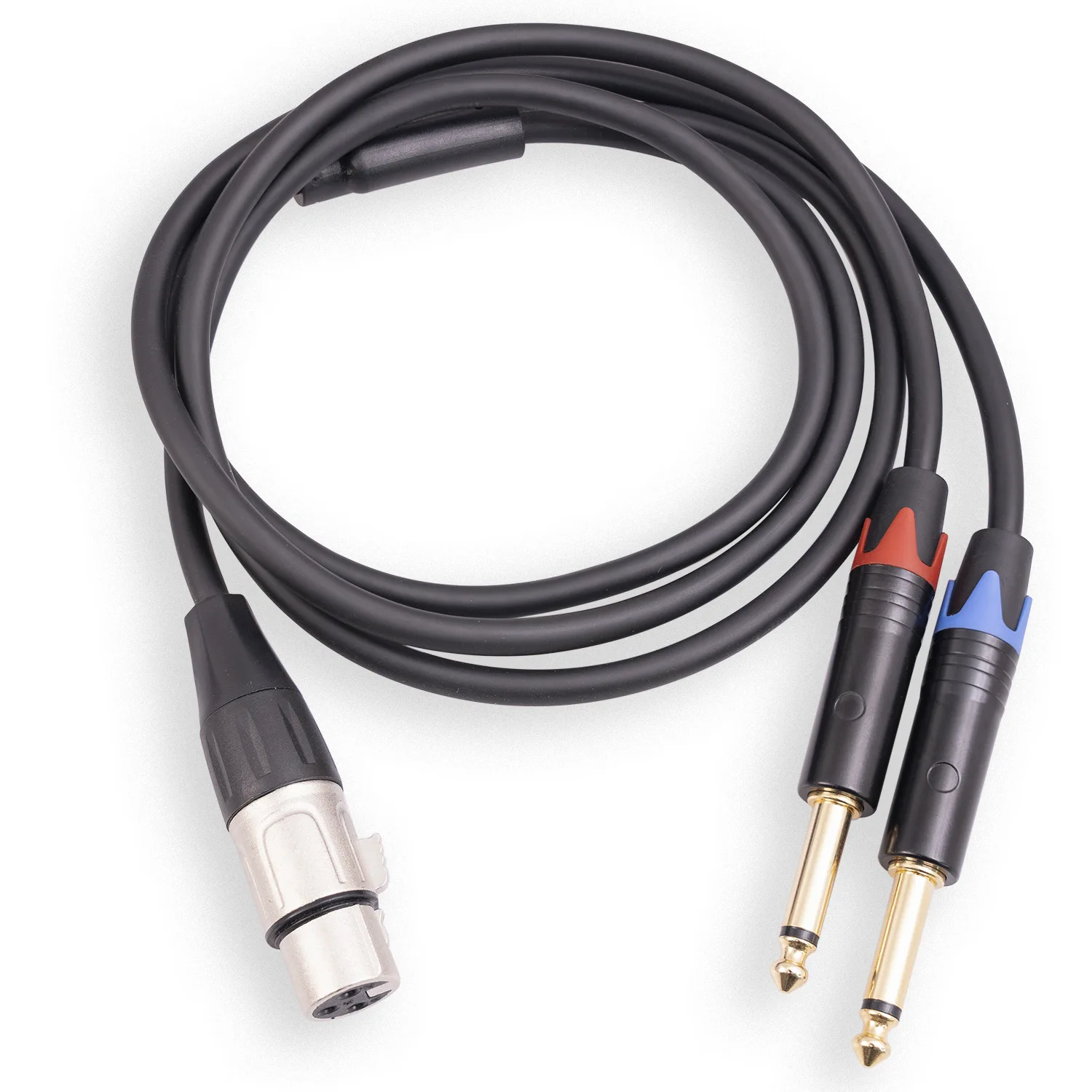 

Suitable for mixing console players, three core Canon female to dual 6.35 mono male audio adapter cable rca