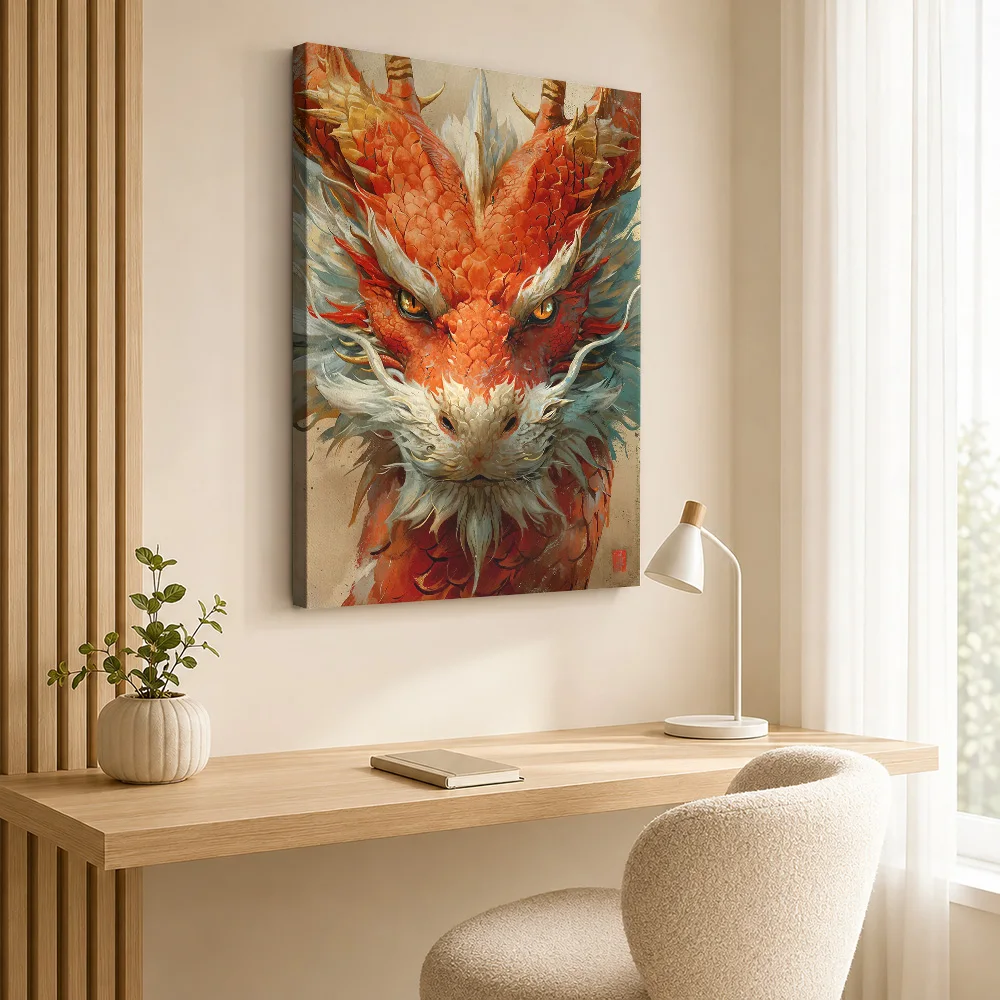 Chinese Lunar Dragon Canvas Print Poster Custom Japanese Inspired Wall Paintings Decoration for Office Ready to Hang Home Gift
