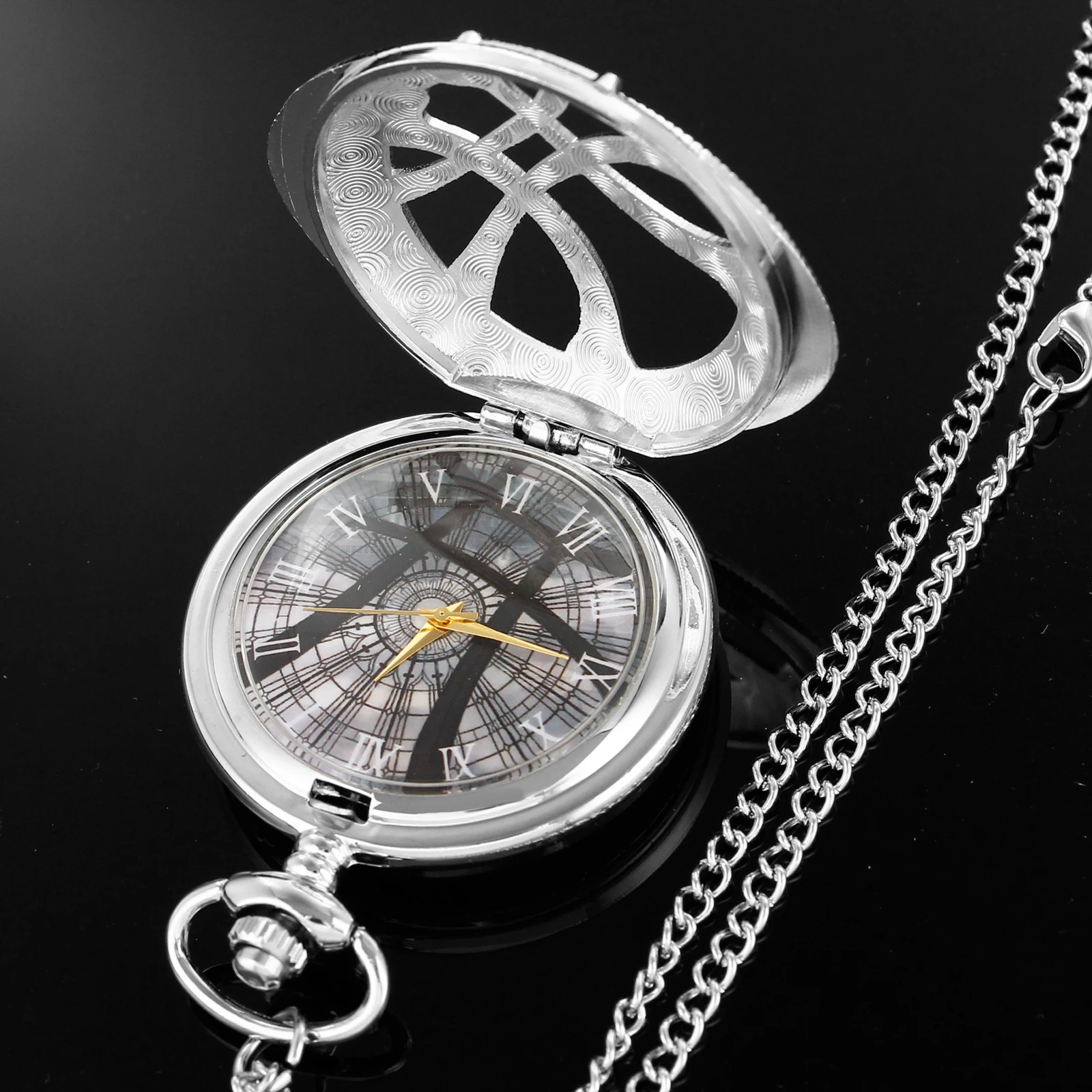 Steampunk Vintage Bronze Eye Round Case Shape Quartz Pocket Watch Jewelry Pendant Necklace Chain Gifts for Men Women