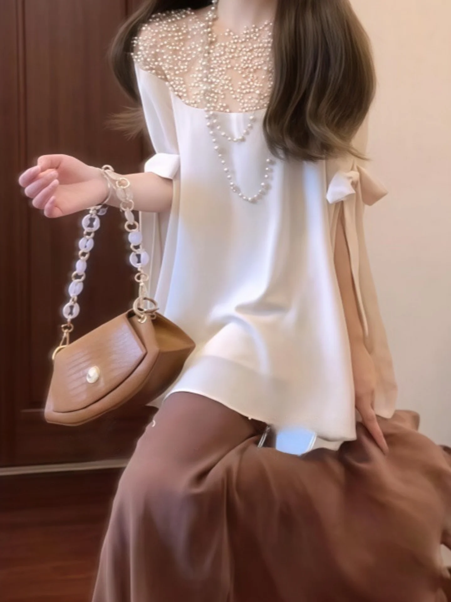 

Комплект Ele Pearl: юбка-русалка с высокой талией и эффектом похудения, тяжелая отделка, китайский дизайн, для женщин