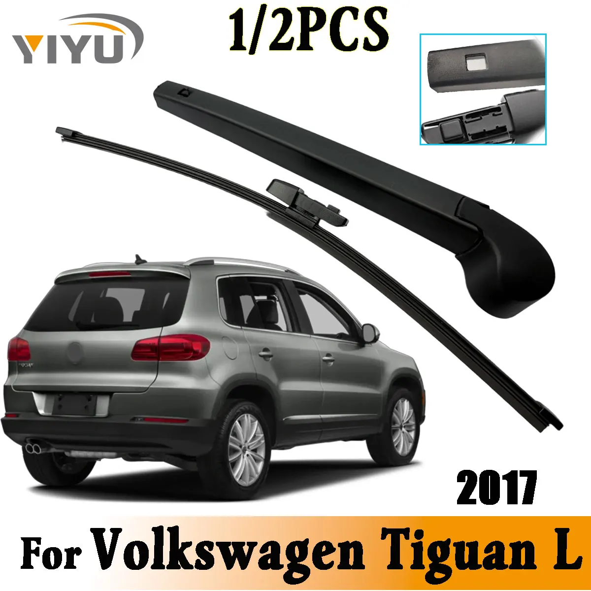 1/2PCS Heckscheibenwischerblatt Wischerarm-Kit für Volkswagen Tiguan L 2017, Scheibenwischer hinten, Bürsten