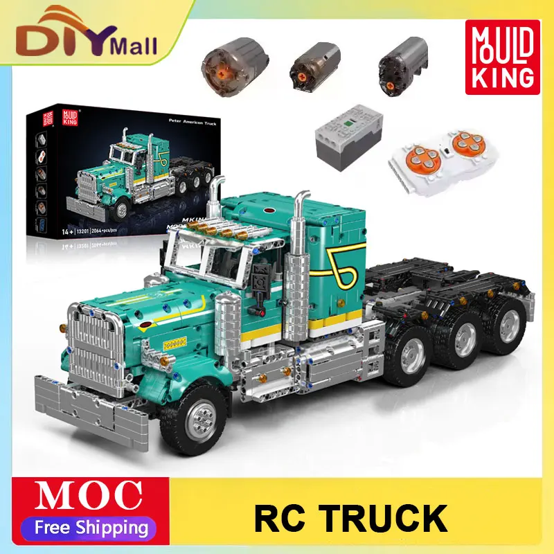 

MOULD KING American RC Truck Super Tractor Remote Control Building Blocks Model Assembly Toy DIY Engineering Set for Adults