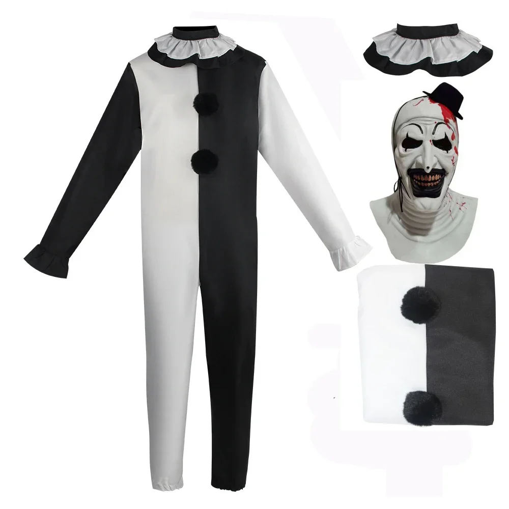 Art The Clown Cosplay Movie Terrifier 2 Art The Clown Cosplay Costume Jumpsuit Mask Halloween Costumes Mask for Men Women