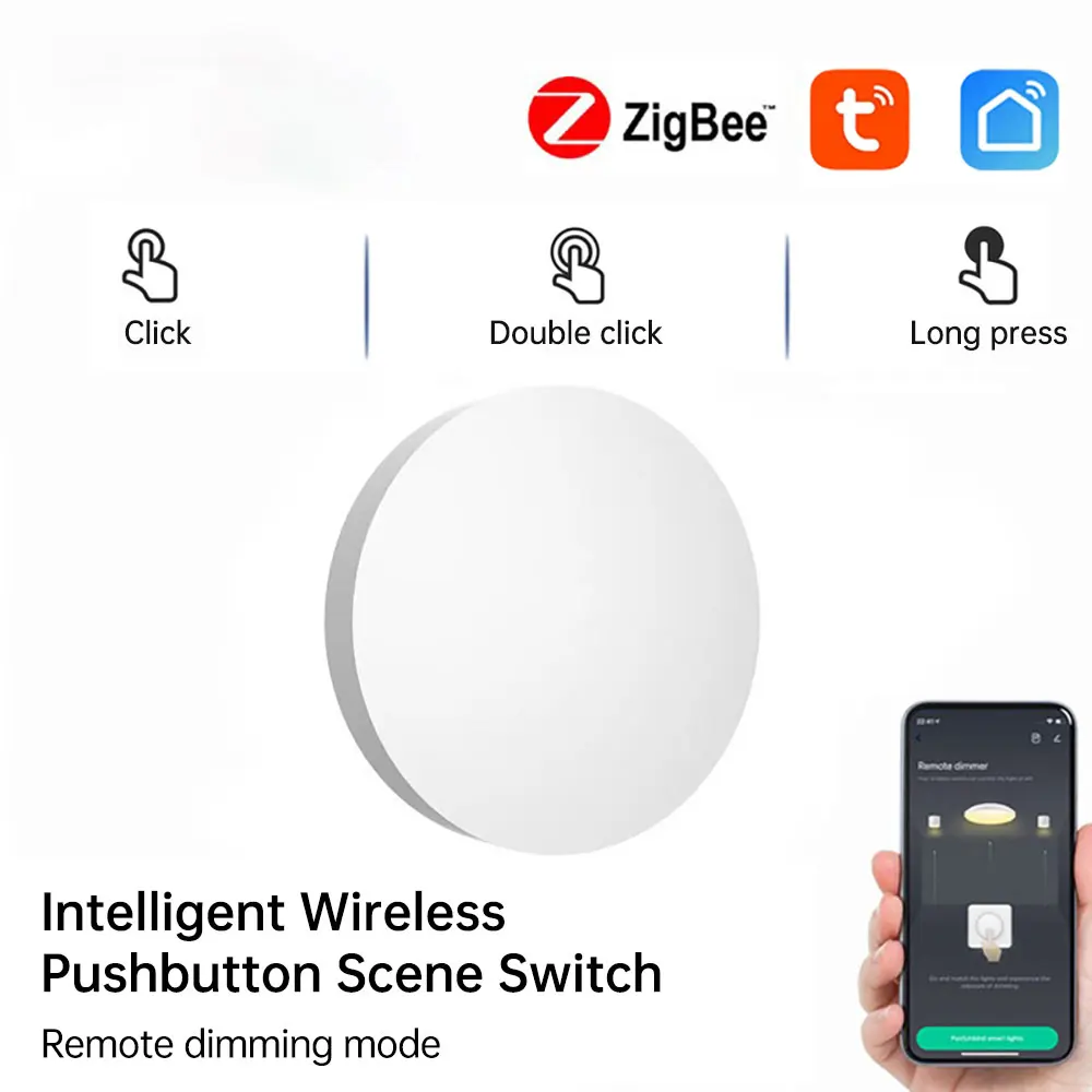 

Tuya Zigbee One-touch Smart Home Wireless Switch Wireless Button Scene Control Ultra-low Energy Consumption Hub Required